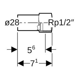 Geberit Mapress C-Stahl Übergang mit Innengewinde, Einschubende d 28mm, Rp 1/2″... GEBERIT-21910 4024723219101 (Abb. 1)