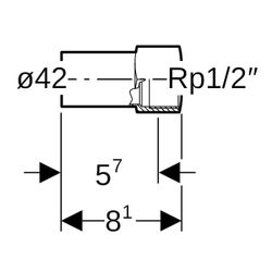 Geberit Mapress C-Stahl Übergang mit Innengewinde, Einschubende d 42mm, Rp 1/2″... GEBERIT-21914 4024723219149 (Abb. 1)