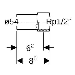 Geberit Mapress C-Stahl Übergang mit Innengewinde, Einschubende d 54mm, Rp 1/2″... GEBERIT-21916 4024723219163 (Abb. 1)
