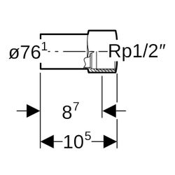 Geberit Mapress C-Stahl Übergang mit Innengewinde, Einschubende d 76.1mm, Rp 1/2″... GEBERIT-21918 4024723219187 (Abb. 1)