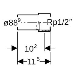 Geberit Mapress C-Stahl Übergang mit Innengewinde, Einschubende d 88.9mm, Rp 1/2″... GEBERIT-21920 4024723219200 (Abb. 1)
