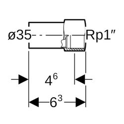 Geberit Mapress Kupfer Übergang mit Innengewinde, Einschubende, d 35mm, Rp 1″, Rotguss b... GEBERIT-63564 4024723635642 (Abb. 1)
