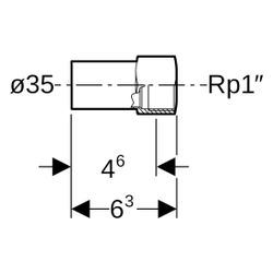 Geberit Mapress Kupfer Übergang mit Innengewinde, Einschubende, D 35mm, Rp 1", Rotguss b... GEBERIT-63564 4024723635642 (Abb. 1)