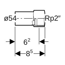 Geberit Mapress Kupfer Übergang mit Innengewinde, Einschubende, d 54mm, Rp 2″, Rotguss b... GEBERIT-63565 4024723635659 (Abb. 1)