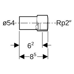 Geberit Mapress Kupfer Übergang mit Innengewinde, Einschubende, D 54mm, Rp 2", Rotguss b... GEBERIT-63565 4024723635659 (Abb. 1)