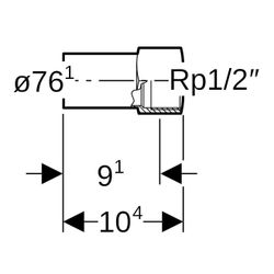 Geberit Mapress Edelstahl Übergang mit Innengewinde und Einschubende d 76,1mm, Rp 1/2″... GEBERIT-33860 4024723338604 (Abb. 1)