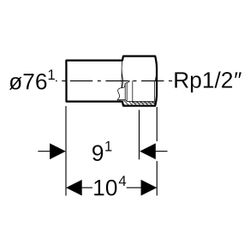 Geberit Mapress Edelstahl Übergang mit Innengewinde und Einschubende D 76,1mm, Rp 1/2"... GEBERIT-33860 4024723338604 (Abb. 1)