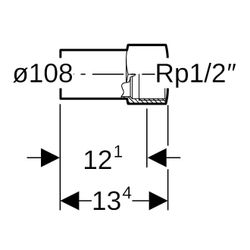 Geberit Mapress Edelstahl Übergang mit Innengewinde und Einschubende d 108mm, Rp 1/2″... GEBERIT-33864 4024723338642 (Abb. 1)