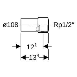 Geberit Mapress Edelstahl Übergang mit Innengewinde und Einschubende D 108mm, Rp 1/2"... GEBERIT-33864 4024723338642 (Abb. 1)