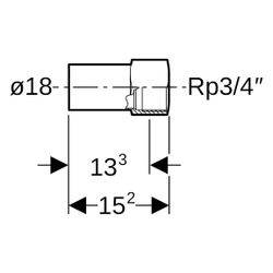 Geberit Mapress Therm Übergang mit Innengewinde und Einschubende D 18mm, Rp 3/4"... GEBERIT-40934 4064746048104 (Abb. 1)