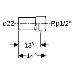 Geberit Mapress Therm Übergang mit Innengewinde und Einschubende D 22mm, Rp 1/2"... GEBERIT-40935 4064746048111 (Abb. 1)
