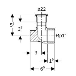 Geberit Mapress Edelstahl Anschlusswinkel 90 Grad abgesetzt, Lochkreis 50mm, Gas d 22mm,... GEBERIT-91099 4024723910992 (Abb. 1)