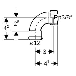 Geberit Mapress C-Stahl Übergangsbogen 90 Grad mit Innengewinde d 12mm, Rp 3/8″... GEBERIT-20551 4024723205517 (Abb. 1)