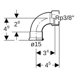Geberit Mapress C-Stahl Übergangsbogen 90 Grad mit Innengewinde d 15mm, Rp 3/8″... GEBERIT-20552 4024723205524 (Abb. 1)