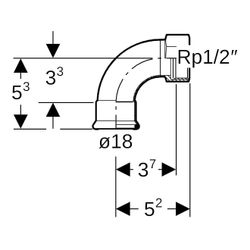 Geberit Mapress C-Stahl Übergangsbogen 90 Grad mit Innengewinde d 18mm, Rp 1/2″... GEBERIT-20555 4024723205555 (Abb. 1)