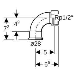 Geberit Mapress C-Stahl Übergangsbogen 90 Grad mit Innengewinde d 28mm, Rp 1/2″... GEBERIT-20558 4024723205586 (Abb. 1)