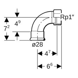 Geberit Mapress C-Stahl Übergangsbogen 90 Grad mit Innengewinde d 28mm, Rp 1″... GEBERIT-20559 4024723205593 (Abb. 1)