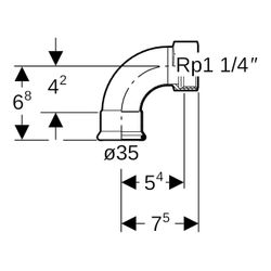 Geberit Mapress C-Stahl Übergangsbogen 90 Grad mit Innengewinde d 35mm, Rp 1 1/4″... GEBERIT-20560 4024723205609 (Abb. 1)