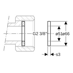 Geberit Mapress Flachdichtung EPDM da 66mm, di 51mm, s 3mm, G 2 3/8″, Schwarz... GEBERIT-90086 4024723900863 (Abb. 1)