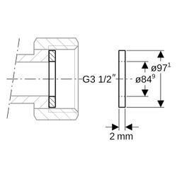 Geberit Mapress Flachdichtung Faserverbundwerkstoff AD 97,1mm, ID 84,9mm, s 2mm, G 3... GEBERIT-600094001 4064746014536 (Abb. 1)