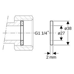 Geberit Flachdichtung Faserverbundwerkstoff AD 38mm, ID 27mm, s 2mm, G 1 1/4"... GEBERIT-242325002 4064746014918 (Abb. 1)