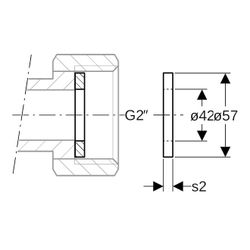 Geberit Flachdichtung Faserverbundwerkstoff da 57mm, di 42mm, s 2mm, G 2″... GEBERIT-242329002 4064746014987 (Abb. 1)