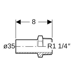 Geberit Mapress Edelstahl Übergang mit Außengewinde und Einschubende d 35mm, R 1 1/4″... GEBERIT-31938 4024723319382 (Abb. 1)