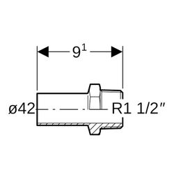 Geberit Mapress Edelstahl Übergang mit Außengewinde und Einschubende d 42mm, R 1 1/2″... GEBERIT-31939 4024723319399 (Abb. 1)