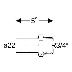 Geberit Mapress Therm Übergang mit Außengewinde und Einschubende d 22mm, R 3/4″... GEBERIT-41936 4064746040825 (Abb. 1)