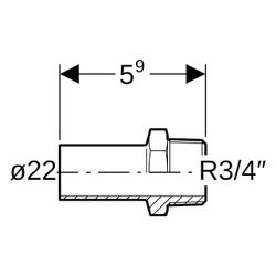Geberit Mapress Therm Übergang mit Außengewinde und Einschubende D 22mm, R 3/4"... GEBERIT-41936 4064746040825 (Abb. 1)