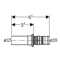 Geberit Mepla Übergang auf Geberit Mapress, mit Einschubende, d 20mm, d1 15mm, Rotgu... GEBERIT-602507005 4025416674665 (Abb. 1)