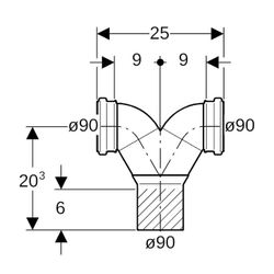 Geberit Silent db20 Doppelanschlussbogen 90 Grad d 90mm, d1 90mm... GEBERIT-308923141 4025416827160 (Abb. 1)