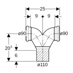 Geberit Silent db20 Doppelanschlussbogen 90 Grad Außendurchmesser 110mm... GEBERIT-310923141 4025416152910 (Abb. 1)