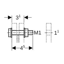 Geberit Set Schraube für Flanschverbindung, aus Stahl verzinkt M 10mm Länge 4,5cm... GEBERIT-91064 4024723910640 (Abb. 1)