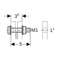 Geberit Set Schraube für Flanschverbindung, aus Stahl verzinkt M 10mm Länge 5cm... GEBERIT-91065 4024723910657 (Abb. 1)