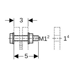 Geberit Set Schraube für Flanschverbindung, aus Stahl verzinkt M 12mm Länge 5cm... GEBERIT-91066 4024723910664 (Abb. 1)