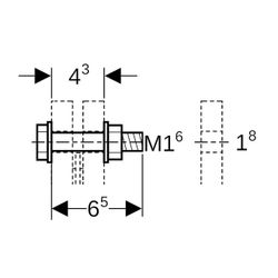 Geberit Set Schraube für Flanschverbindung, aus Stahl verzinkt M 16mm Länge 6,5cm... GEBERIT-91071 4024723910718 (Abb. 1)