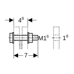 Geberit Set Schraube für Flanschverbindung, aus Stahl verzinkt M 16mm Länge 7cm... GEBERIT-91072 4024723910725 (Abb. 1)