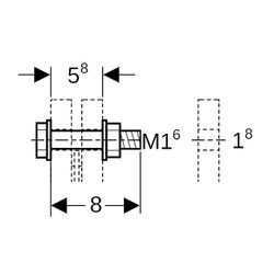 Geberit Set Schraube für Flanschverbindung, aus Stahl verzinkt M 16mm Länge 8cm... GEBERIT-91073 4024723910732 (Abb. 1)