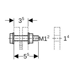 Geberit Set Schraube für Flanschverbindung, aus Chrom-Nickel-Stahl M 12mm, Länge 5,5cm... GEBERIT-91167 4024723911678 (Abb. 1)