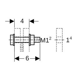 Geberit Set Schraube für Flanschverbindung, aus Chrom-Nickel-Stahl M 12mm, Länge 6cm... GEBERIT-91168 4024723911685 (Abb. 1)