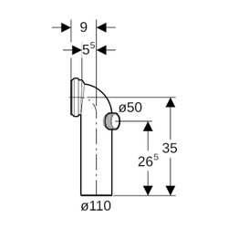 Geberit Anschlussbogen 90 Grad mit Zusatzanschluss rechts Außendurchmesser 110mm, Al... GEBERIT-152615111 4025416019374 (Abb. 1)