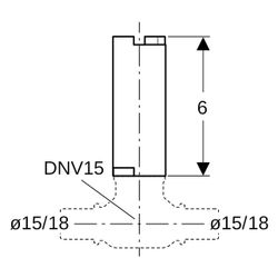 Geberit Spindelverlängerung für Kugelhahn NPW, DN 15, 15/18mm, 6cm, 94935... GEBERIT-94935 4024723949350 (Abb. 1)