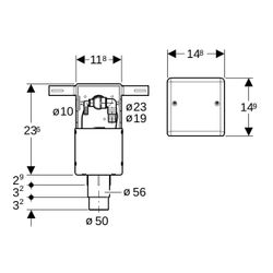 Geberit Unterputz-Geruchsverschluss für Geräte mit zwei Anschlüssen, Wandeinbaukaste... GEBERIT-152233001 4025416665328 (Abb. 1)