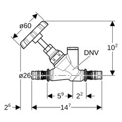 Geberit Mepla Schrägsitz-Absperrventil, D 26mm, PN 10 bar, Rotguss, 603032001... GEBERIT-603032001 4025416710110 (Abb. 1)