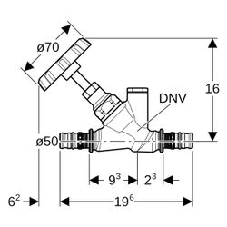 Geberit Mepla Schrägsitz-Absperrventil, D 50mm, PN 10 bar, Rotguss, 606032001... GEBERIT-606032001 4025416710332 (Abb. 1)