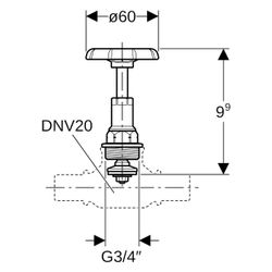Geberit Oberteil mit Handrad, Messing, DN 20, G 3/4", 9,9cm, 241570001... GEBERIT-241570001 4025416794127 (Abb. 1)