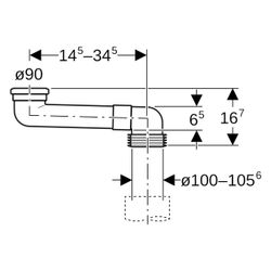 Geberit Versprungbogen, DN 90, 90x100-105,6mm, 14,5-34,5cm, PVC, Grau, 388350291... GEBERIT-388350291 4025416758488 (Abb. 1)