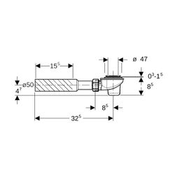 Geberit Duschwannenablauf d 52mm, Anschlussbogen, d 50mm... GEBERIT-150698001 4025416761020 (Abb. 1)