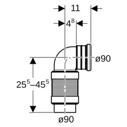 Geberit Anschlussbogen für WC, 90 Grad, ausziehbar, DN 90, PE-HD, 241521001... GEBERIT-241521001 4025416724193 (Abb. 1)